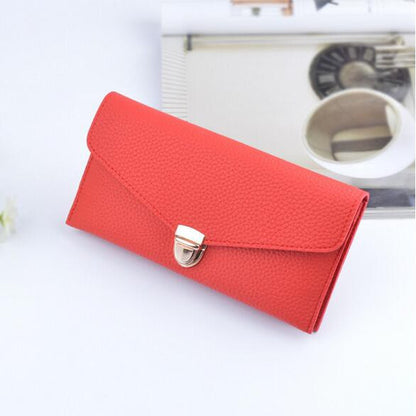 Solid color long wallet ladies clutch bag fashion lock litchi pattern wallet