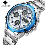 WWOOR Men Waterproof Sports Watches Men Brand Luxury Quartz Analog LED Digital Clock Male Army Military Watch relogio masculino