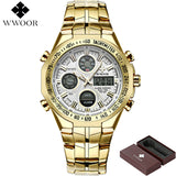 WWOOR Men Waterproof Sports Watches Men Brand Luxury Quartz Analog LED Digital Clock Male Army Military Watch relogio masculino