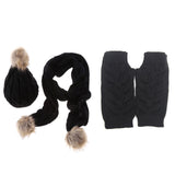 Women's Beanie Hat Scarf Gloves Knitted Warm Autumn Winter Thermal Set