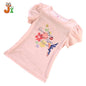 TXING 71201 Girl Spring and Summer Cotton Pink Cartoon Print Bubble Gi