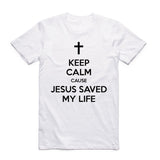 Print Jesus Saved My Life T Shirt Savior God Religion Prayer Faith Christian T Shirt O-Neck Short Sleeve T-shirt HCP959