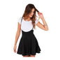 Women Fashion Black Skirt With Shoulder Straps Pleated  Dress