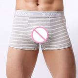 Men Sexy Underwear Striped Boxer Briefs Shorts Bulge Pouch Underpants