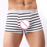Men Sexy Underwear Striped Boxer Briefs Shorts Bulge Pouch Underpants