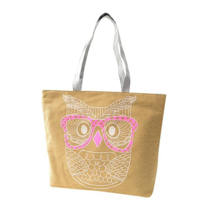 Fashion Lady Owl Shopping Handbag Shoulder Canvas Bag Tote Purse