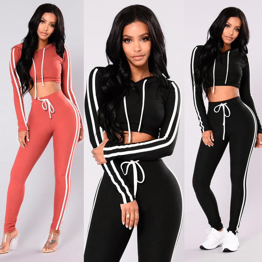 Women Ladies Pullover Hoodies Sweatshirt Tops+Pants Sport Wear Casual Sets