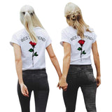 Women Best Friend Letters Rose Printed T Shirts Causal Blouses Tops