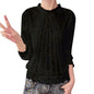 Women Solid Long Sleeve O Neck Lace Casual Tops  Blouse T-Shirt