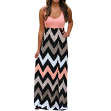 Womens Striped Long Boho Dress Lady Beach Summer Sundrss Maxi Dress Plus Size
