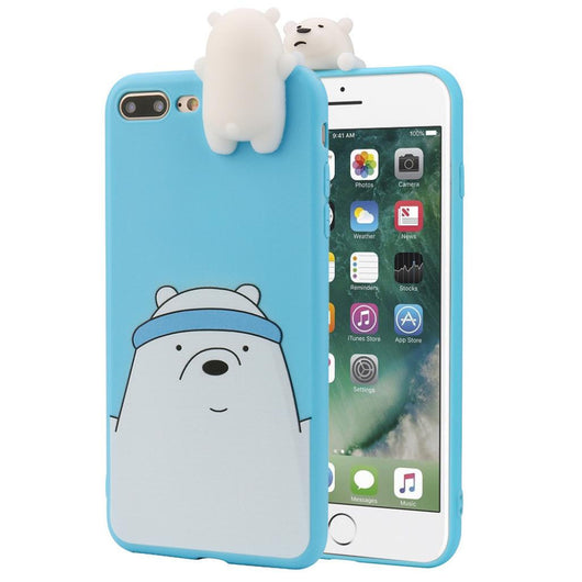 3D Cartoon Animals Cute Bare Bears Soft Silicone Case Skin For IPhone 8 Plus 5.5