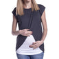 Women's Maternity Nursing Wrap Top Cap Sleeves Double Layer Blouse T Shirt