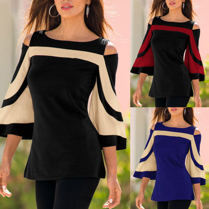 Women Cold Shoulder Long Sleeve Sweatshirt Pullover Tops Blouse Shirt