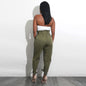 Womens Belted High Waist Trousers Ladies Party Casual Pants