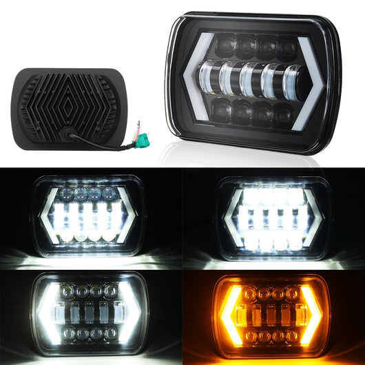 7x6'' LED Headlight Hi-Lo Beam Halo DRL For Toyota /Jeep Cherokee XJ H6014/H6054