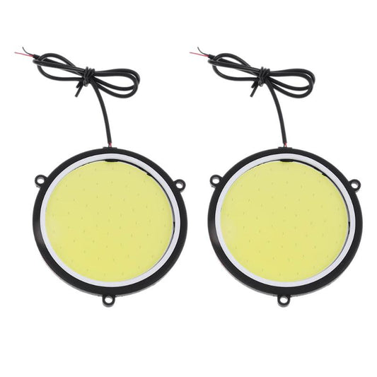 2pcs/set 12V 6000k Circular Fog Lamps COB LED Waterproof Car DLR Driving Lights Daytime Running Lamps White Light