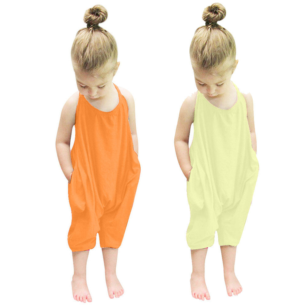 Toddler Kid Baby Girls Straps Rompers Jumpsuits Piece Pants Clothing