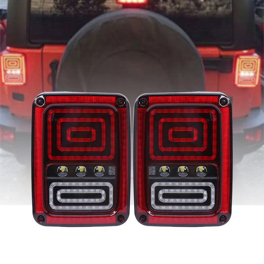 2Pcs LED Tail Lights Brake Lamp 2th Generation US for Jeep Wrangler 07-16/07-15 Auto Rear Turn Signal Reverse Backup Taillight