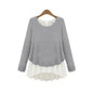 Two-piece stitching thick chiffon shirt bottoming shirt sweater long-sleeved