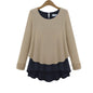 Two-piece stitching thick chiffon shirt bottoming shirt sweater long-sleeved