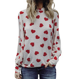 Women Love Printing Valentine's Day Gift Long Sleeve Crop Jumper Pullover Tops