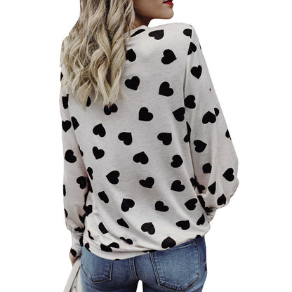 Women Love Printing Valentine's Day Gift Long Sleeve Crop Jumper Pullover Tops