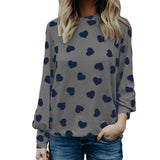Women Love Printing Valentine's Day Gift Long Sleeve Crop Jumper Pullover Tops