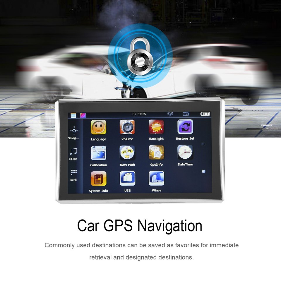 X7 7" Car Truck GPS Navigation 256M+8GB Reversing Camera Touch Sensor FM Navigator Accurately Position Black