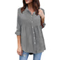 Womens Plus Size Solid Long Sleeve Casual Chiffon Ladies OL Work Top T Shirt