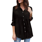 Womens Plus Size Solid Long Sleeve Casual Chiffon Ladies OL Work Top T Shirt