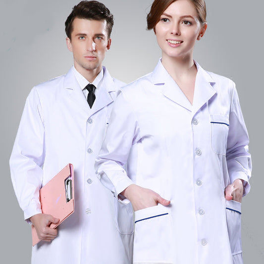 White Coat Long Sleeve Doctor Dress Female Doctor Dress White Coat Short Sleeve Men Slim Nurse Suit Clothes Uniform