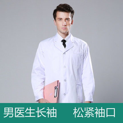 White Coat Long Sleeve Doctor Dress Female Doctor Dress White Coat Short Sleeve Men Slim Nurse Suit Clothes Uniform