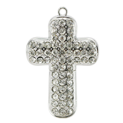 Crystal Metal Christian Cross USB Flash Drive 8GB 16GB 32GB 64GB Pendrive Pen Drive USB 2.0 Flash Memory Stick Personalized Gift