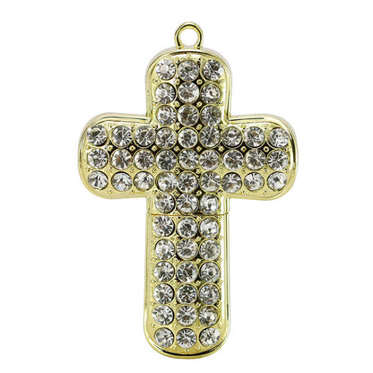 Crystal Metal Christian Cross USB Flash Drive 8GB 16GB 32GB 64GB Pendrive Pen Drive USB 2.0 Flash Memory Stick Personalized Gift