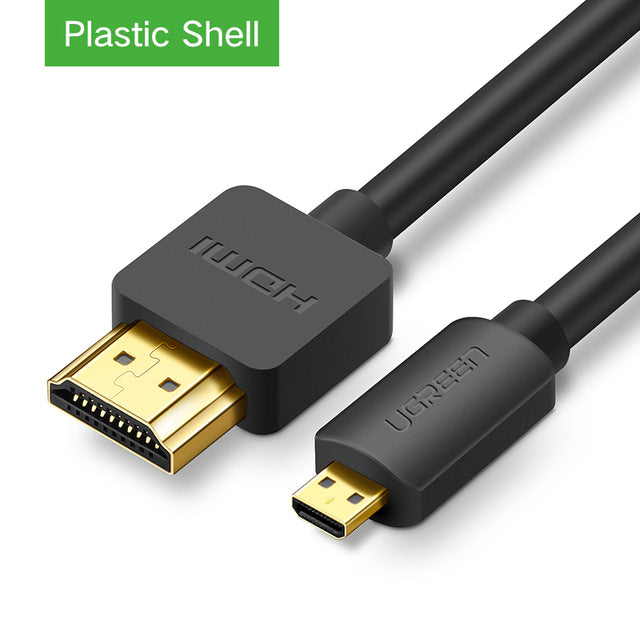 Ugreen Micro HDMI to HDMI Cable 2M Gold-Plated 1.4 3D 2K 1440P High Premium Cable Adapter for HDTV XBox Mobile Phone Table Cable