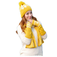 Girls Autumn Winter Knitted Hat/Scarf/Gloves Set