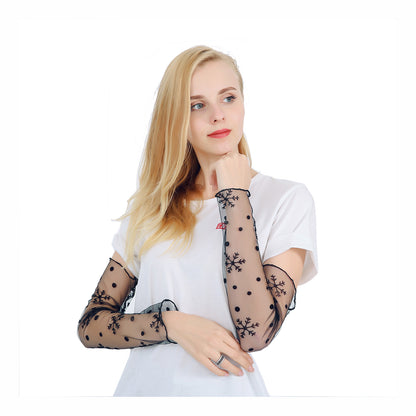 Women UV Protection Gloves Women Bridal Short Lace Half Finger