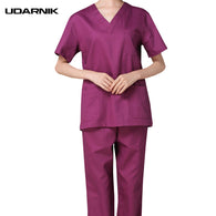 Women Medical Clothing Tops Trousers Two Pieces Set Cotton Short Sleeve Doctor Nurse Uniform Hospital Scrubs Lab Coat SMT-A056