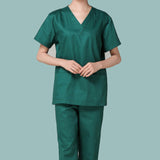 Women Medical Clothing Tops Trousers Two Pieces Set Cotton Short Sleeve Doctor Nurse Uniform Hospital Scrubs Lab Coat SMT-A056