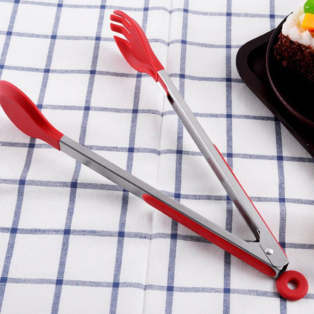 Non-slip Silicone Bread Food Tongs for Baking Anti Heat Clip Tong Round Head Pastry Clamp BBQ Tongs Kitchen Cooking Tools