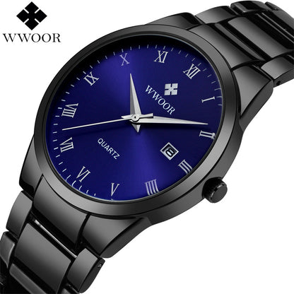 WWOOR Brand Luxury Men Waterproof Business Watch Men's Quartz Date Clock Male Stainless Steel Sports Watches relogio masculino