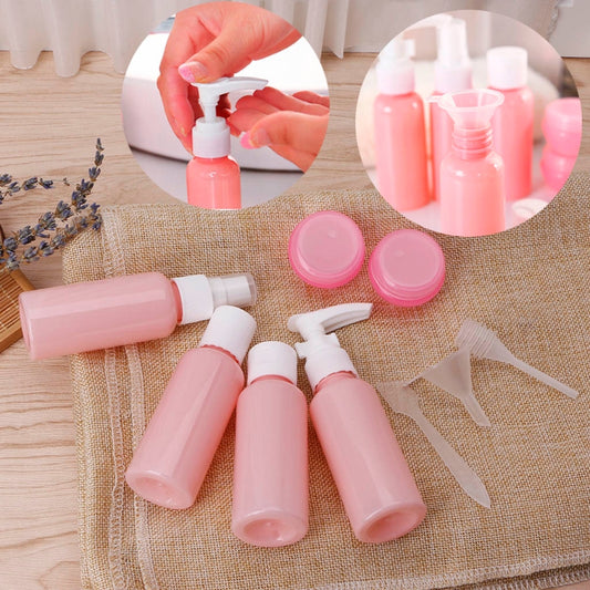 9pcs/SET Refillable Travel Bottles Set Package Cosmetics Plastic Pressing Spray Bottle Makeup Tools Kit For Travel Vaporizer