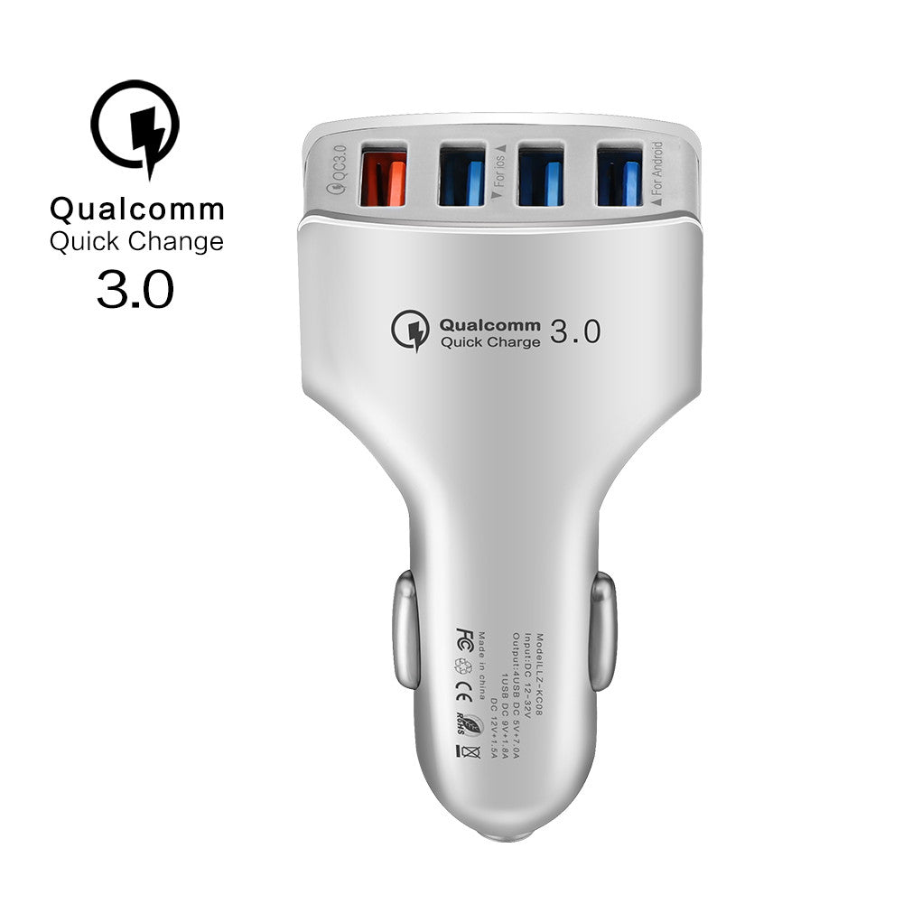 Powstro QC3.0 Car Charger Fast Quick Mobile Phone Charger Adapter 4 Port USB Car Charger Adapter Universal For iPhone Samsung