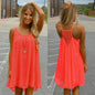 Fashion Women Spaghetti Strap Back Howllow Out Summer Chiffon Beach Short Dress