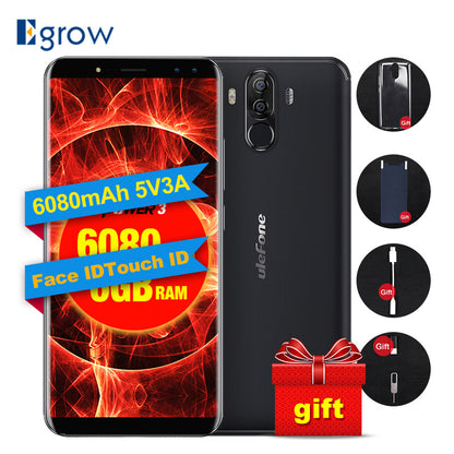 Ulefone Power 3 6.0" 18:9 4G Mobile Phone P23 Octa Core Android 7.1 6GB+64GB 21MP+5MP Quad Camera 6080mAh Face ID Smartphone