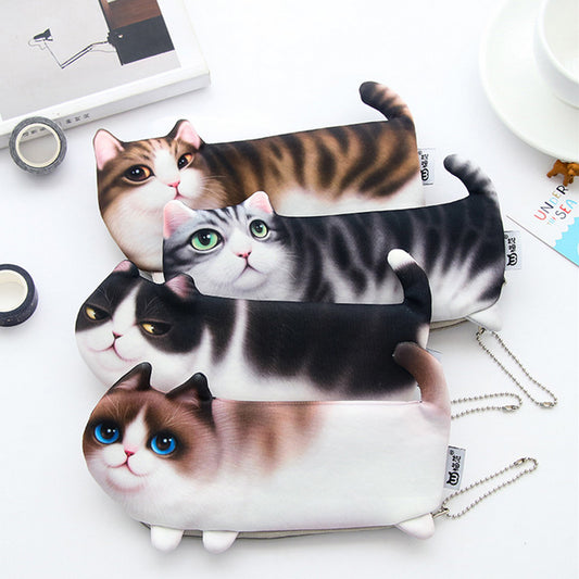 2018 New Cute simulation of Cat student Pencil Bag papelaria soft nap Pencil Case stationery material escolor school supplies