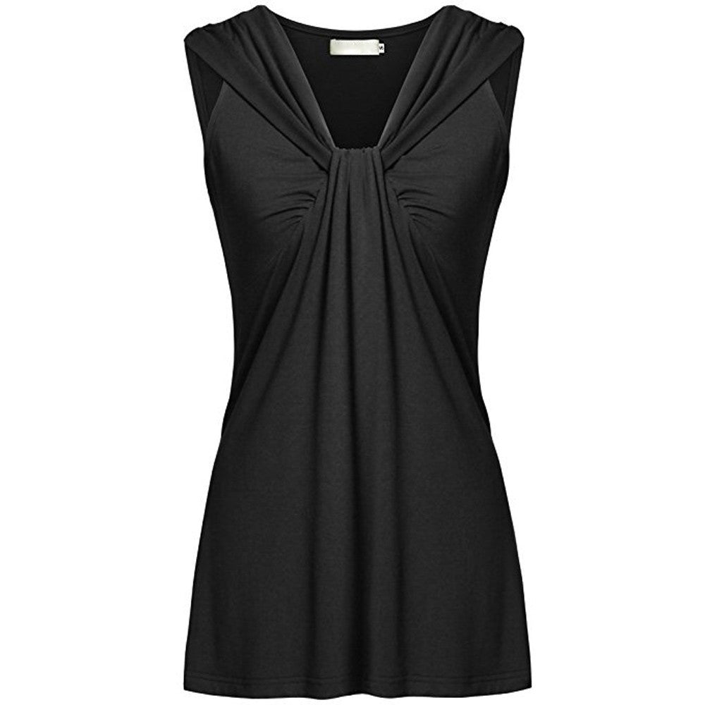 Ruched Vest Women Fashion Summer Sleeveless Plus Size Pure Color Casual Tops