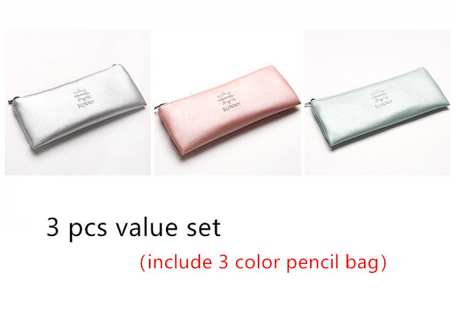 Sunny pencil bag PU material Simple matte pen case for eraser ruler tapes storage bags stationery Office School supplies A6486