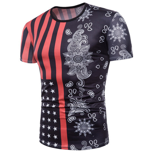 Mens Flag 3D Printing Tees Shirt Short Sleeve T-Shirt Blouse Tops