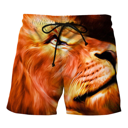 Mens Casual  Lion Printed  Beach Work Casual Men Short Trouser Shorts Pants